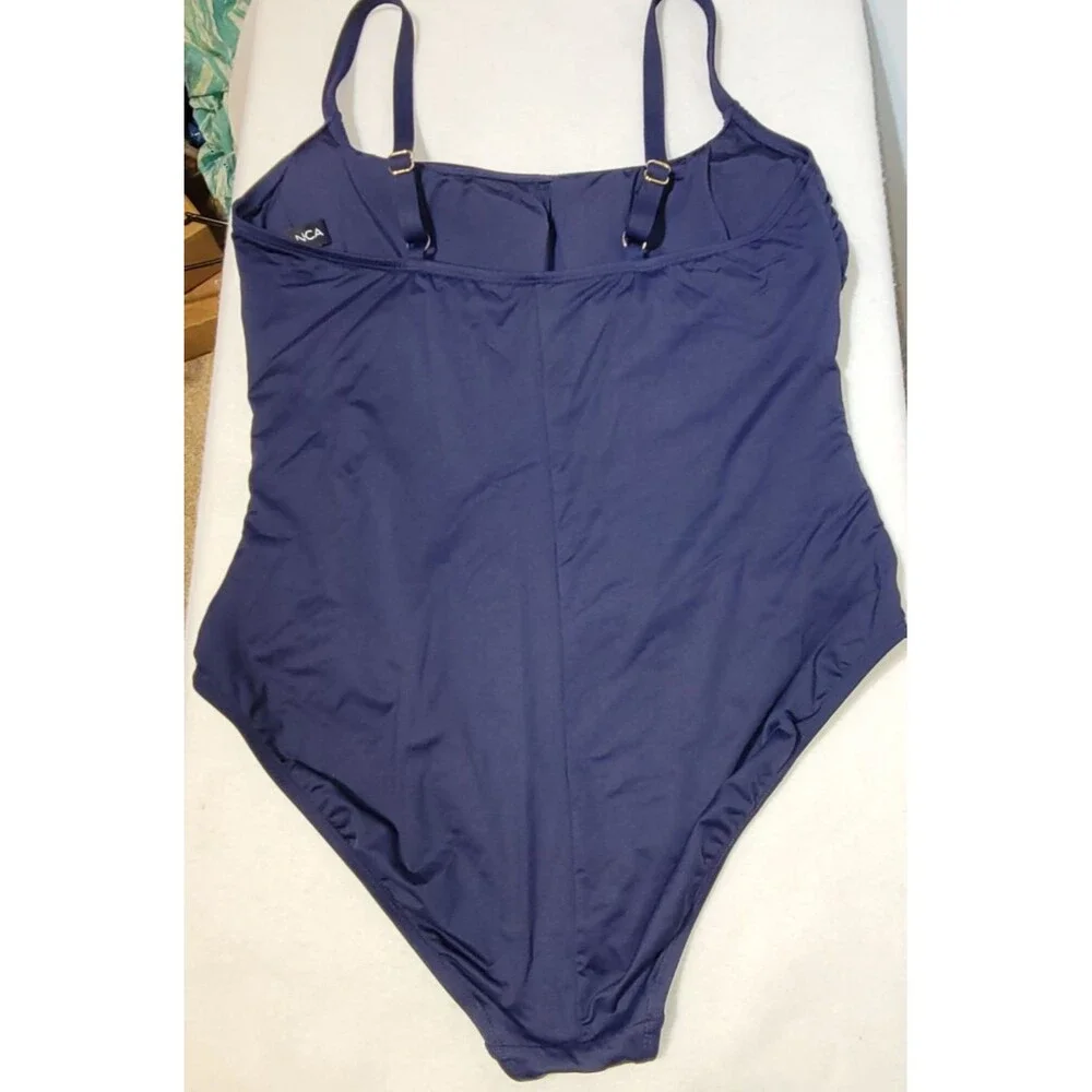 La Blanca Blue Island Goddess One Piece Swimsuit Ruched Plus Size‎ 16W